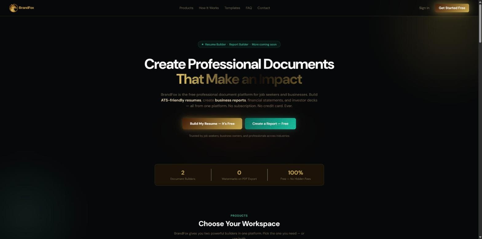 BrandFox homepage at bfox.pro